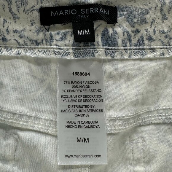 Mario Serrani Floral Pull-On Capri Pants Women M Slim-Straight Floral Blue White - Picture 10 of 11